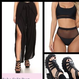 Boho wide leg, wraparound pant. Great for beach and summer activities!